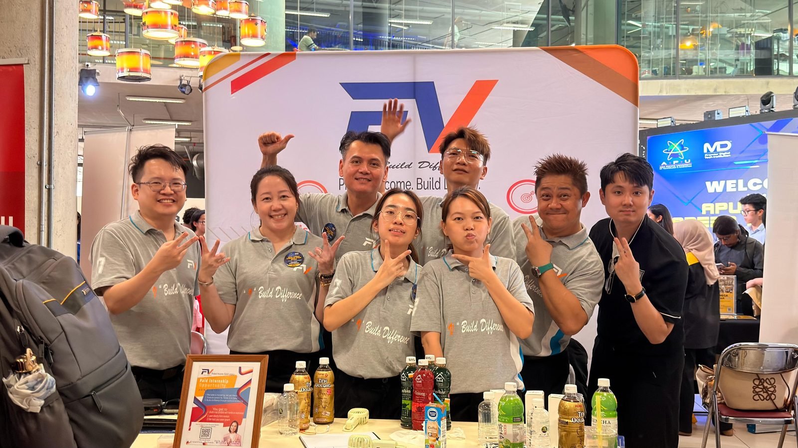 Future Vality team at the Mega Career Fair booth, Asia Pacific University